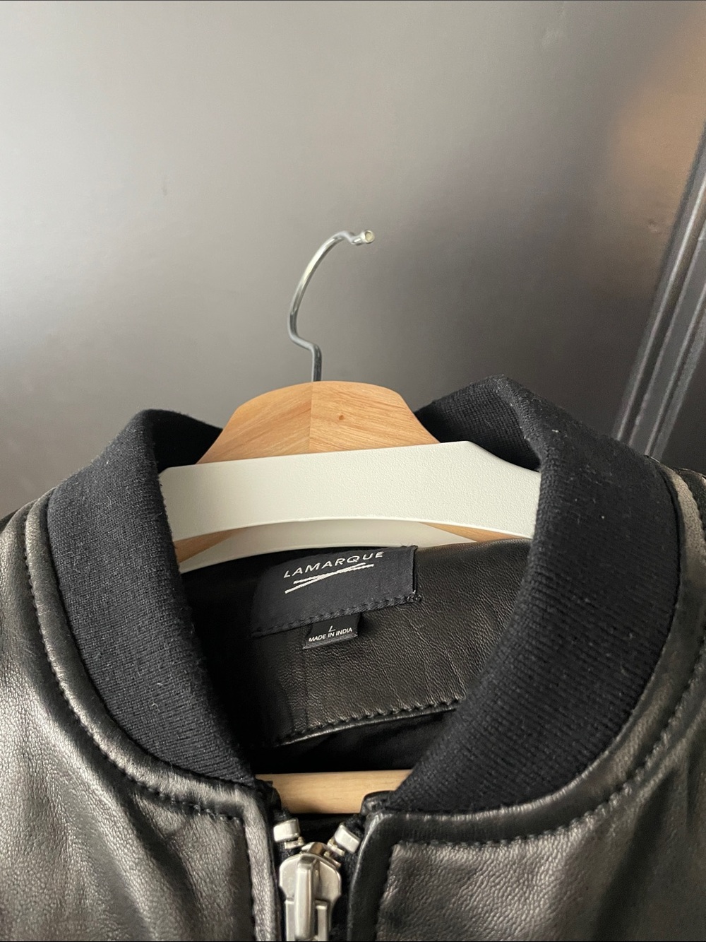 Lamarque “Tate” Black Leather Bomber Jacket - Picture 9 of 9